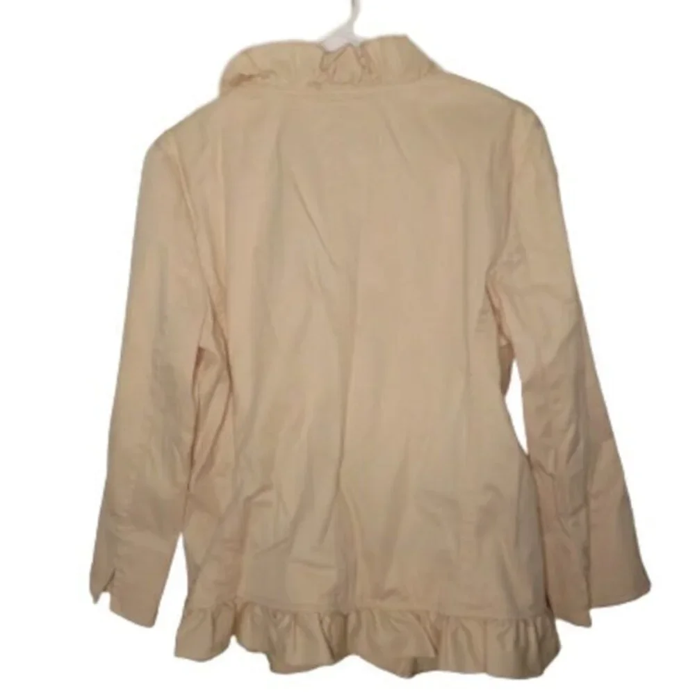 Talbots Peach Open‎ Front Stretch Pockets Ruffles jacket - Picture 2 of 6